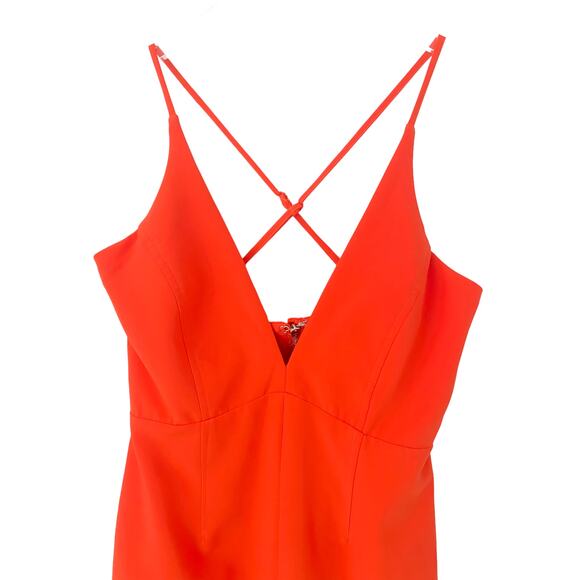 L'ATISTE ORANGE V NECK MIDI DRESS SIZE MEDIUM NWOT - Picture 2 of 6